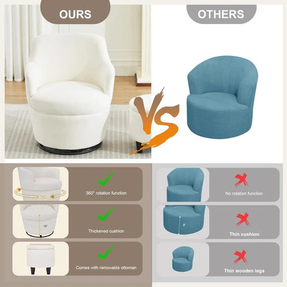 Swivel Barrel Accent Chair with Storage Ottoman