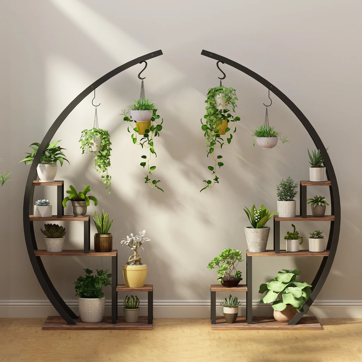 Plant Stand - 5 Tier, 2 Pack Half Moon, Metal