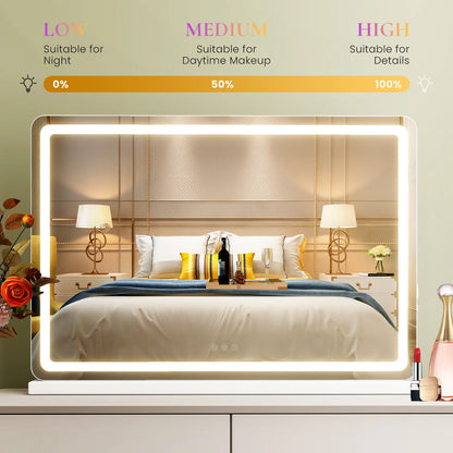 Mirror, Vanity with LED-Lights, Dimmable, 3-Color Modes