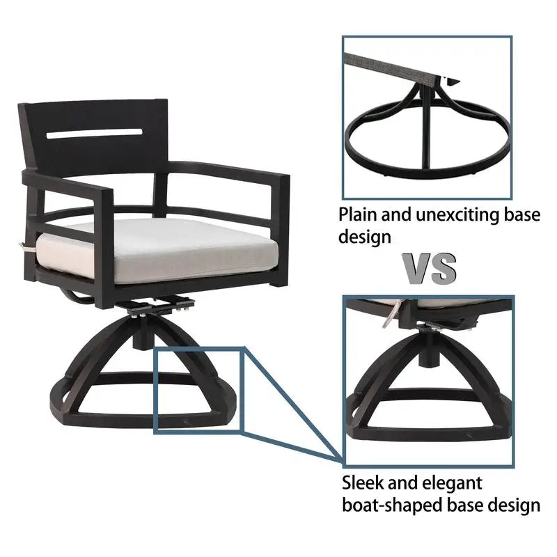 Patio Furniture Set, 7-Piece, Aluminum, 4 Chairs, 2 Swivel Rockers, Table