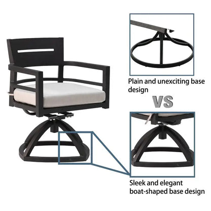 Patio Furniture Set, 7-Piece, Aluminum, 4 Chairs, 2 Swivel Rockers, Table