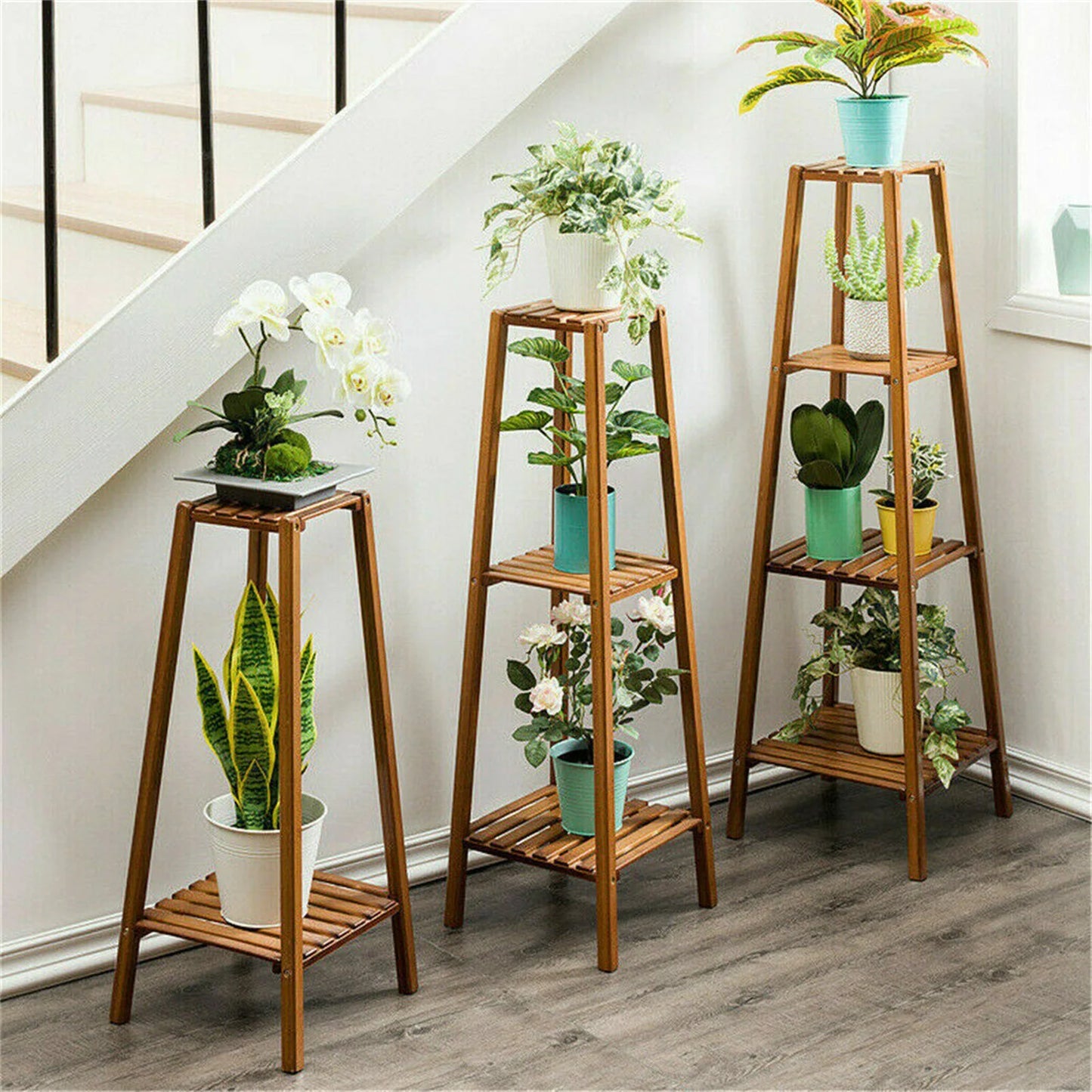 Plant Stand, 77/97/117cm Tall, Bamboo Display Rack